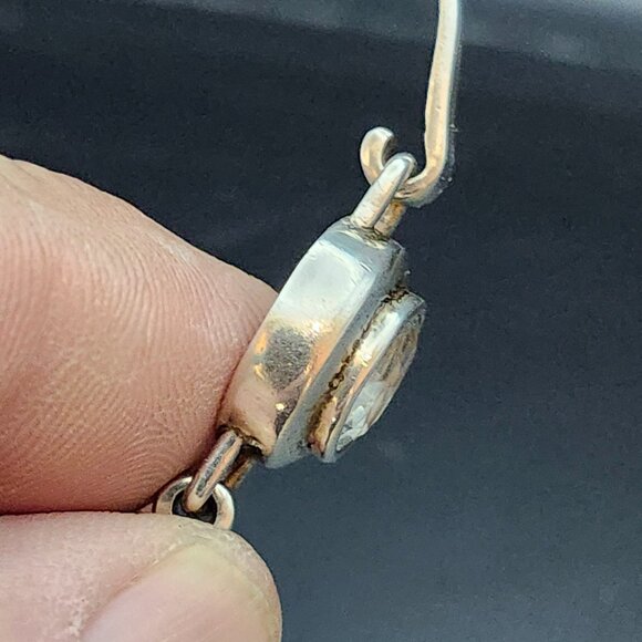 VTG Boma Sterling Silver Bracelet Bangle Clear Light Blue Stone Tested 925 USA - Picture 9 of 15